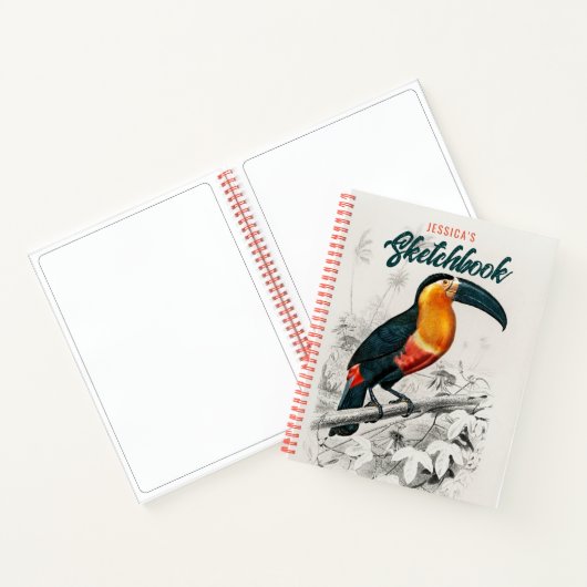 Artist Zeichnend Toucan Bird Sketchbook Individuel Notizblock (Innenseite)
