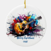 Artistic Abstract Guitar Music Lover's Art Keramik Ornament (Hinten)