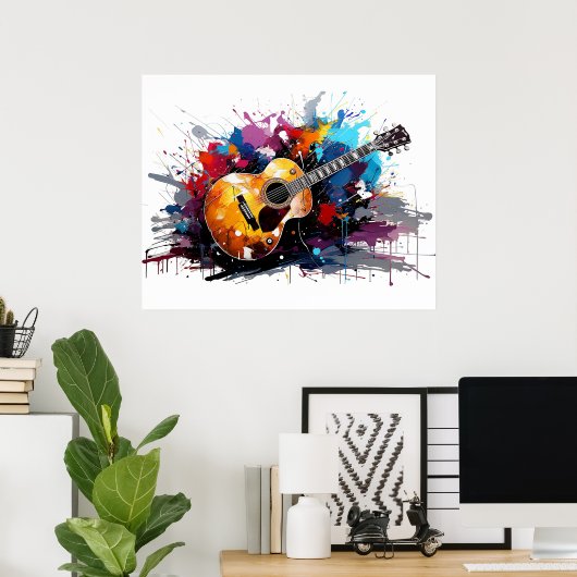 Artistic Abstract Guitar Music Lover's Art Poster (Heimbüro)