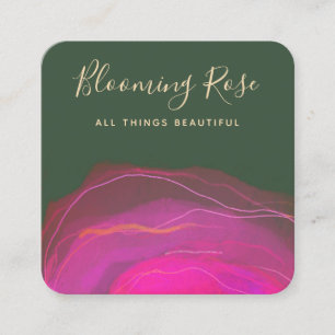 Artistic Abstrakt Pink Green Watercolor Square Quadratische Visitenkarte