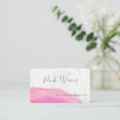 Artistic Abstrakt Pink Watercolor Wood Business C Visitenkarte (Stehend Vorderseite)