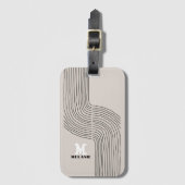 Artistic aesthetic stripes minimal Monogram Gepäckanhänger (Vorderseite Vertikal)
