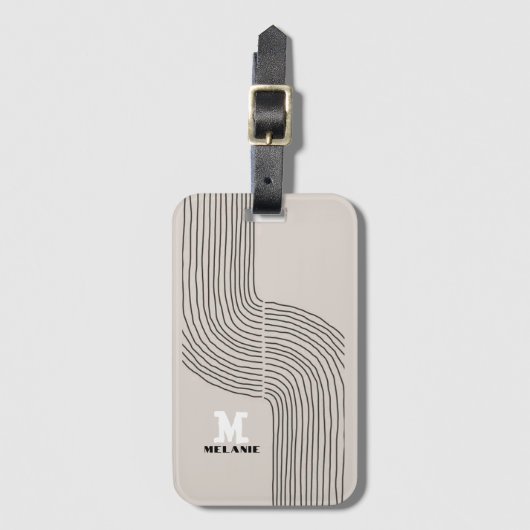 Artistic aesthetic stripes minimal Monogram Gepäckanhänger (Vorderseite Vertikal)