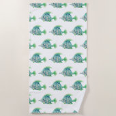 Artistic Animal Watercolor Blue Tropical Fish Strandtuch (Vorderseite)