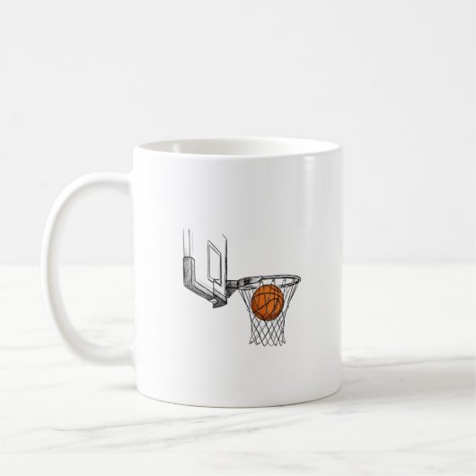 Artistic basketball ceramic mug, ideal sports gift kaffeetasse (Links)