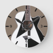 Artistic Black and White Dean Gitarre Round Clock Runde Wanduhr (Vorderseite)
