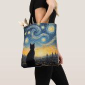 Artistic Black Cat & Celestial Town Reusable Tasche (Von Nahem)