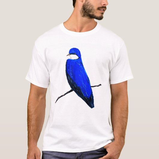 Artistic Blue Bird Tree Schlucken T-Shirt (Vorderseite)