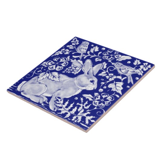 Artistic Blue Bunny Rabbit Animal Delft Dedham Fliese (Seite)