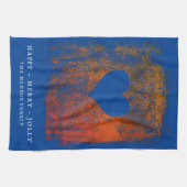 Artistic Blue Heart Zeichnend Familienweihnachtsfe Geschirrtuch (Horizontal)