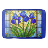Artistic Blue Iris Floral gesteinigte Glasmatte Badematte (Vorderseite)