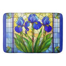 Artistic Blue Iris Floral gesteinigte Glasmatte