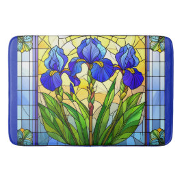 Artistic Blue Iris Floral gesteinigte Glasmatte Badematte