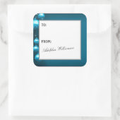 Artistic Blue Snowflakes Christmas Gift Label Quadratischer Aufkleber (Tasche)