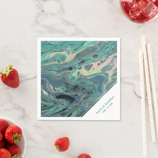 Artistic Boho Aqua Marble Custom Napkin Serviette (Beispiel)