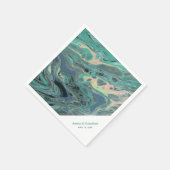 Artistic Boho Aqua Marble Custom Napkin Serviette (Ecke)