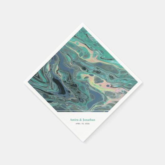 Artistic Boho Aqua Marble Custom Napkin Serviette (Ecke)