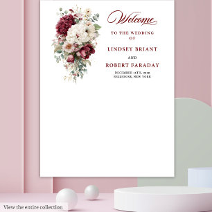 Artistic Boho Burgundy White Wedding Foto Prop Wandteppich