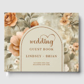Artistic Boho Burnt Orange Beige Olive Floral Gästebuch (Vorderseite)