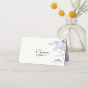Artistic Boho Lilac Floral Watercolor Monogram Platzkarte