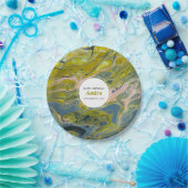 Artistic Boho Lime Green & Blue Marble Geburtstag Pappteller (Party)