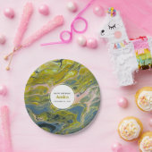 Artistic Boho Lime Green & Blue Marble Geburtstag Pappteller (Party)