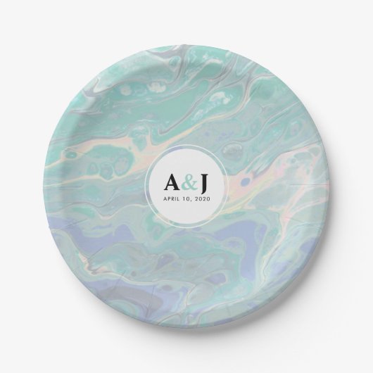 Artistic Boho Mint Marble Party Teller (Vorderseite)