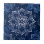 Artistic Boho Navy Blue Mandala Fliese (Vorderseite)