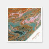 Artistic Boho Orange Marble Custom Napkin Serviette (Vorderseite)