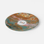 Artistic Boho Orange Marble Party Teller (Schrägansicht)