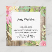 Artistic Boho Wasserfarbe Blume Rustikales Braunho Quadratische Visitenkarte (Rückseite)