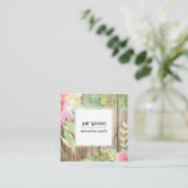 Artistic Boho Wasserfarbe Blume Rustikales Braunho Quadratische Visitenkarte (Stehend Vorderseite)