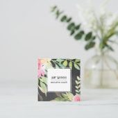 Artistic Boho Wasserfarben-Blume Chalkboard Rückse Quadratische Visitenkarte (Stehend Vorderseite)