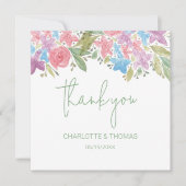 Artistic Boho Wildblumen Wasserfarbe Handgemalt Dankeskarte (Vorderseite)