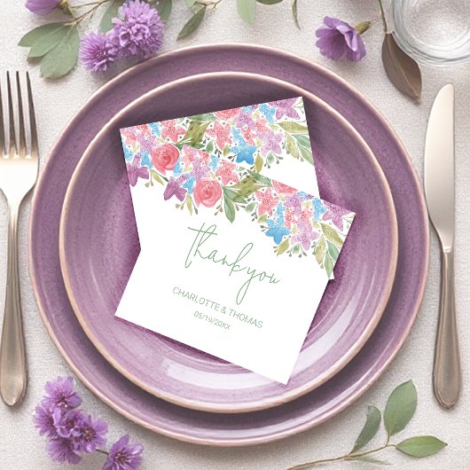 Artistic Boho Wildblumen Wasserfarbe Handgemalt Dankeskarte