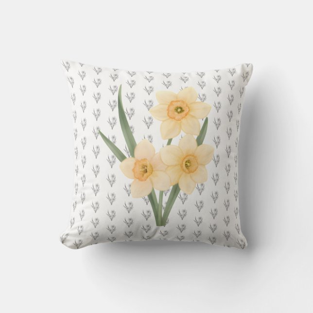 Artistic Botanical Narcissus Flower Accent Kissen (Vorderseite)