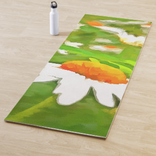 Artistic Bright Colorful White Garden Daisis /5 Yogamatte