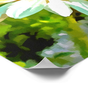 Artistic Bright Colorful White Garden Daisis v6 Poster