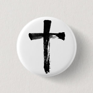 Artistic Brush Cross Christlich Jesus God Crucifix Button