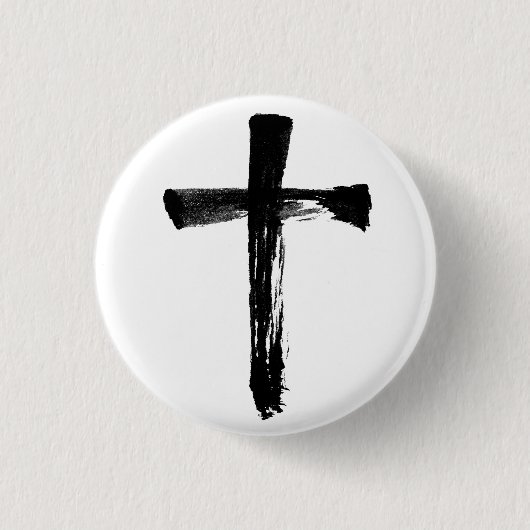 Artistic Brush Cross Christlich Jesus God Crucifix Button (Vorderseite)