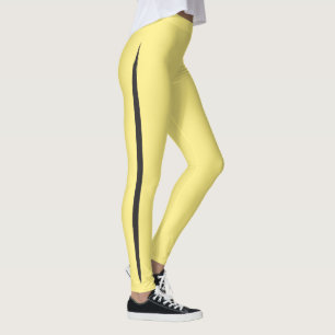 Artistic Brush Side Strip Black Bumble Bee Yellow Leggings