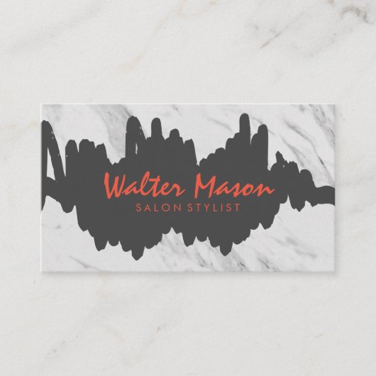 Artistic Brushed Gray Scribble Marble Visitenkarte (Vorderseite)