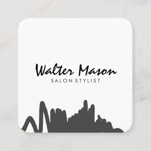 Artistic Brushed Gray Scribble Quadratische Visitenkarte (Vorderseite)