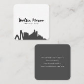 Artistic Brushed Gray Scribble Quadratische Visitenkarte (Vorne/Hinten)