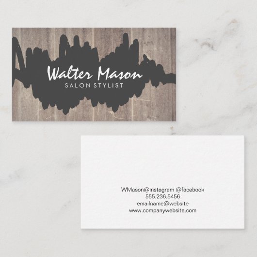 Artistic Brushed Scribble Wood Panel Visitenkarte (Vorne/Hinten)