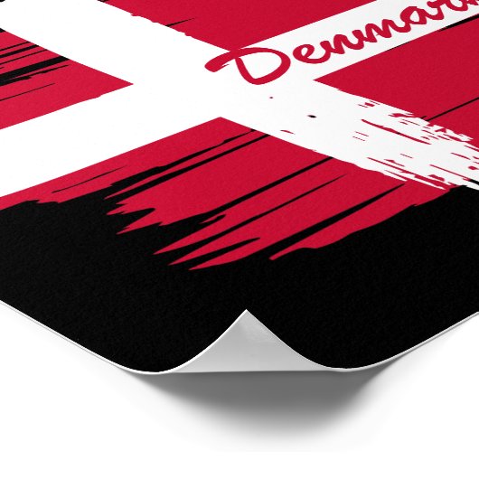Artistic Brushstroke Denmark Flag    Poster (Ecke)
