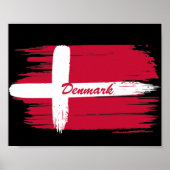 Artistic Brushstroke Denmark Flag    Poster (Vorne)