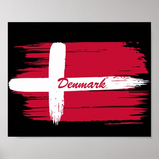 Artistic Brushstroke Denmark Flag Poster (Vorne)