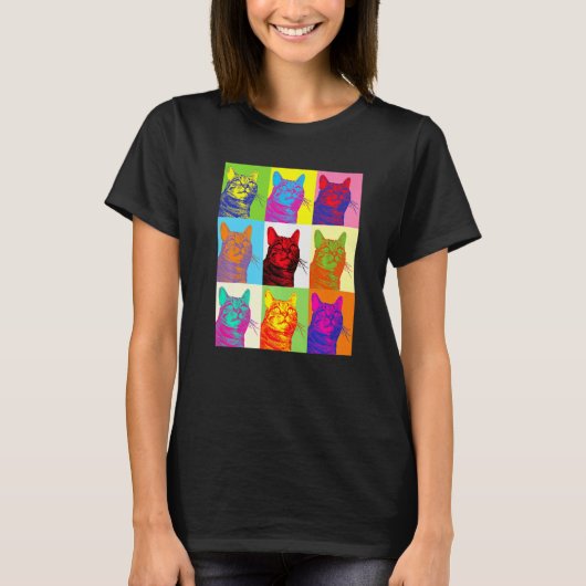 Artistic Cat 1960s Pop Cat Cat T-Shirt (Vorderseite)