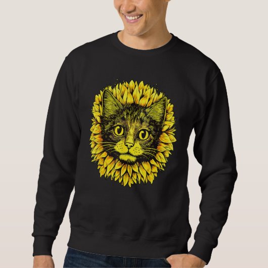 Artistic  Cat Face in the middle of Sunflower Stan Sweatshirt (Vorderseite)